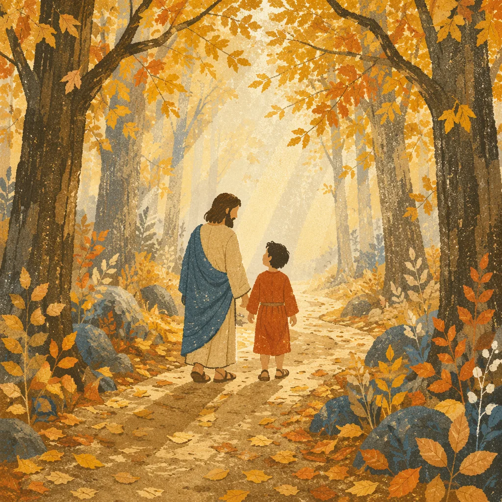 Golden Autumn Forest Path at Dawn