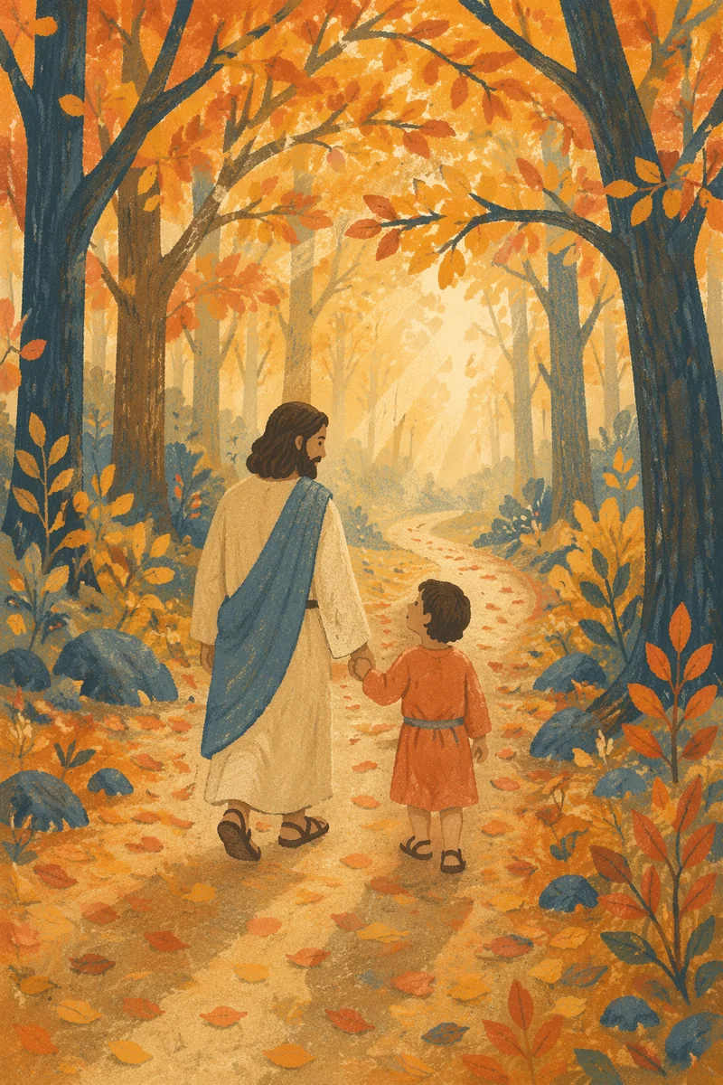 Peaceful Autumn Forest Path Under Golden Canopy