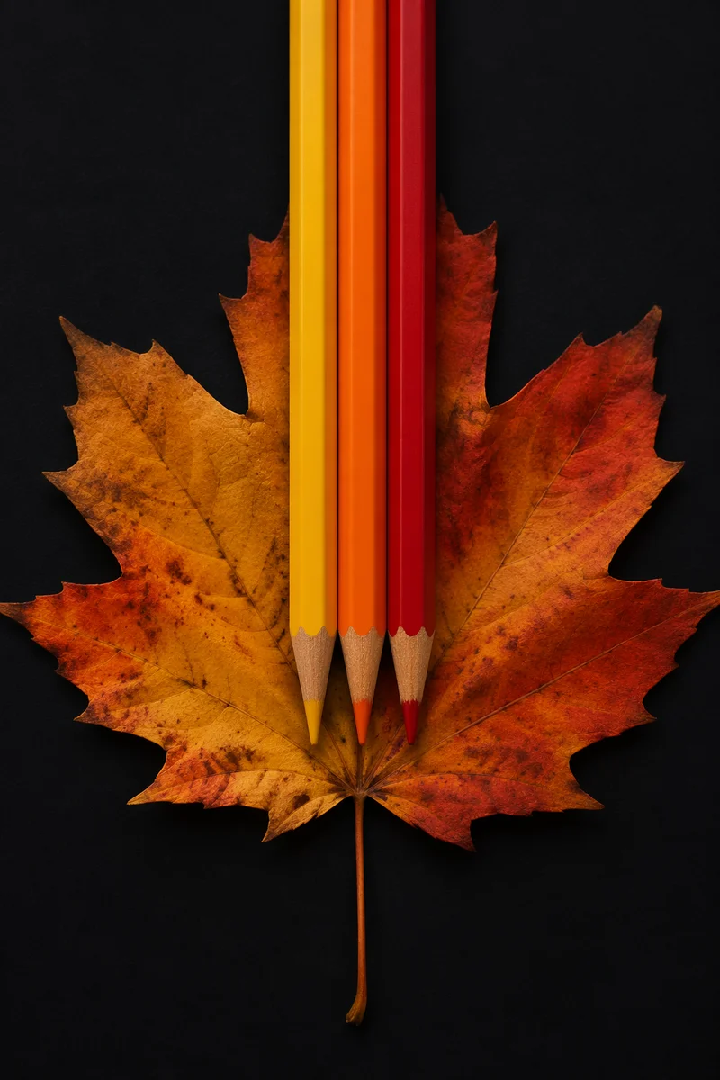 Autumn Maple Leaf with Fall Color Pencils