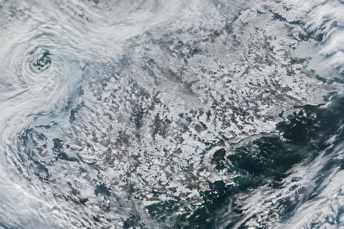 Winter Blizzard Over Northern Coastal Road