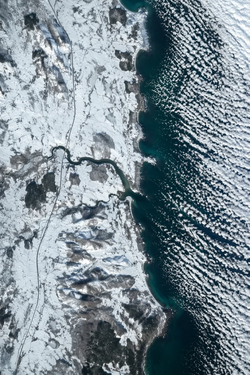 Severe Blizzard Over Coastal Winter Road
