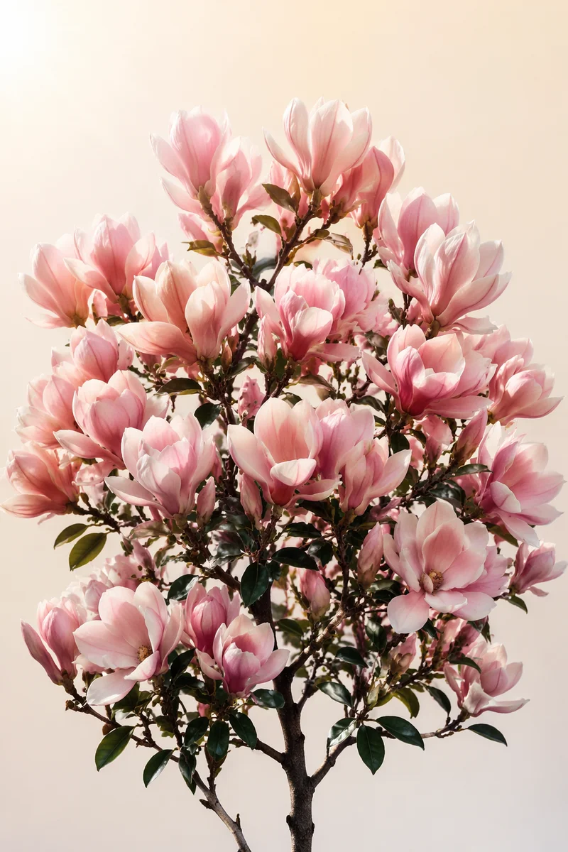 Soft Pink Magnolia Blossoms in Morning Light