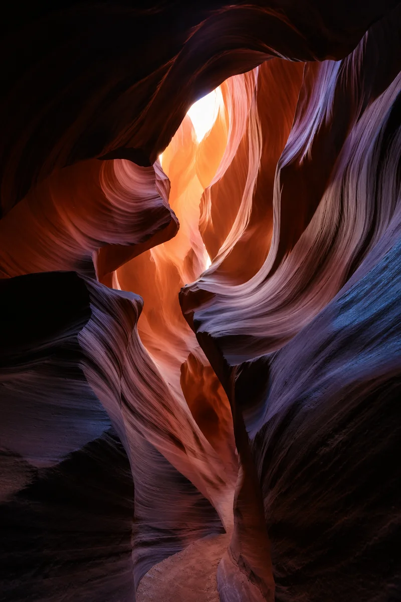 Sunlit Sandstone Slot Canyon Walls