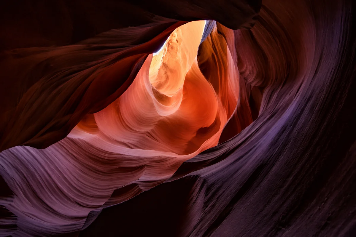 Sunlit Sandstone Slot Canyon Walls