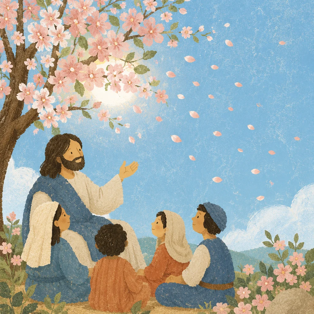 Cherry Blossom Petals in Spring Breeze