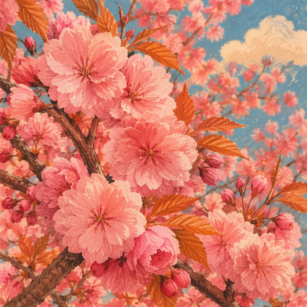 Pink Cherry Blossoms in Spring Sunlight