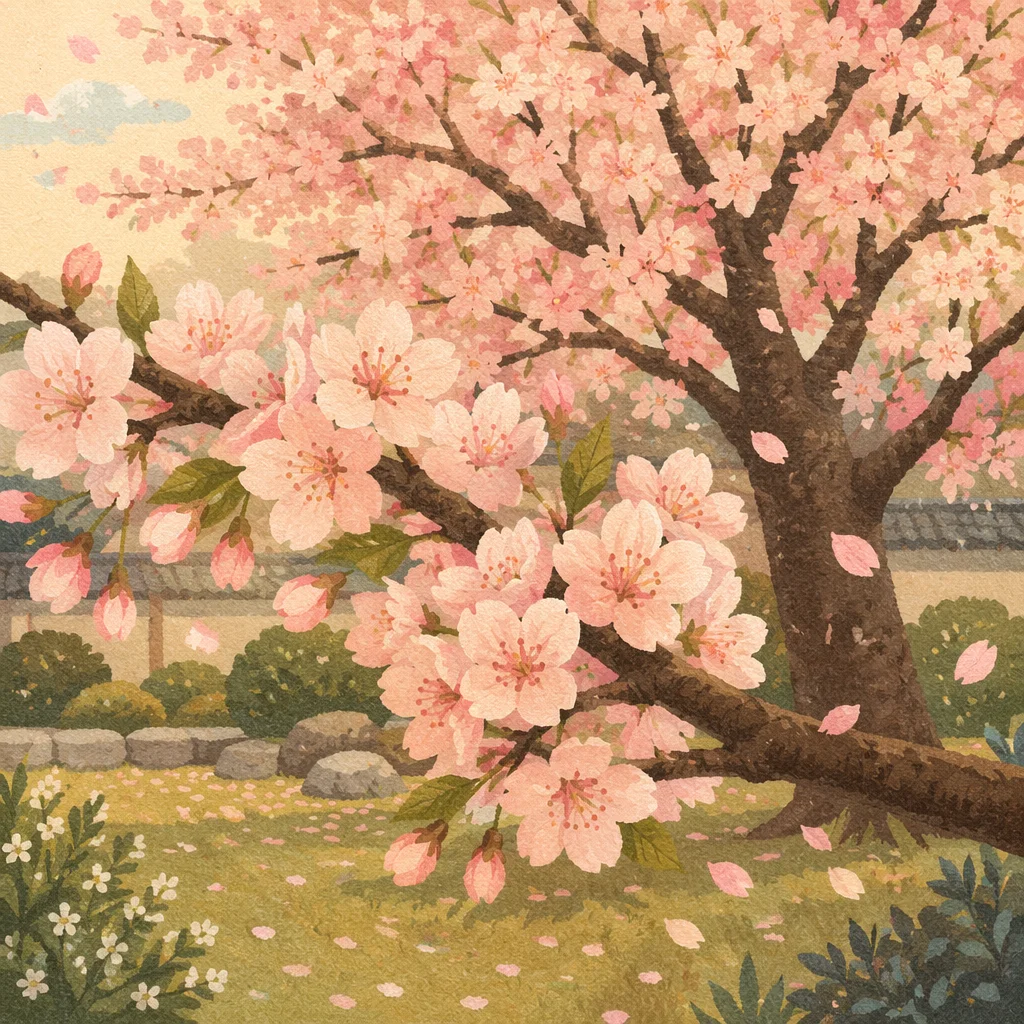 Pink Cherry Blossom Tree in Spring