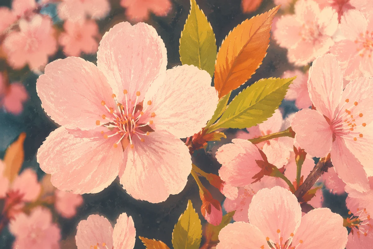 Pink Cherry Blossoms in Spring Sunlight