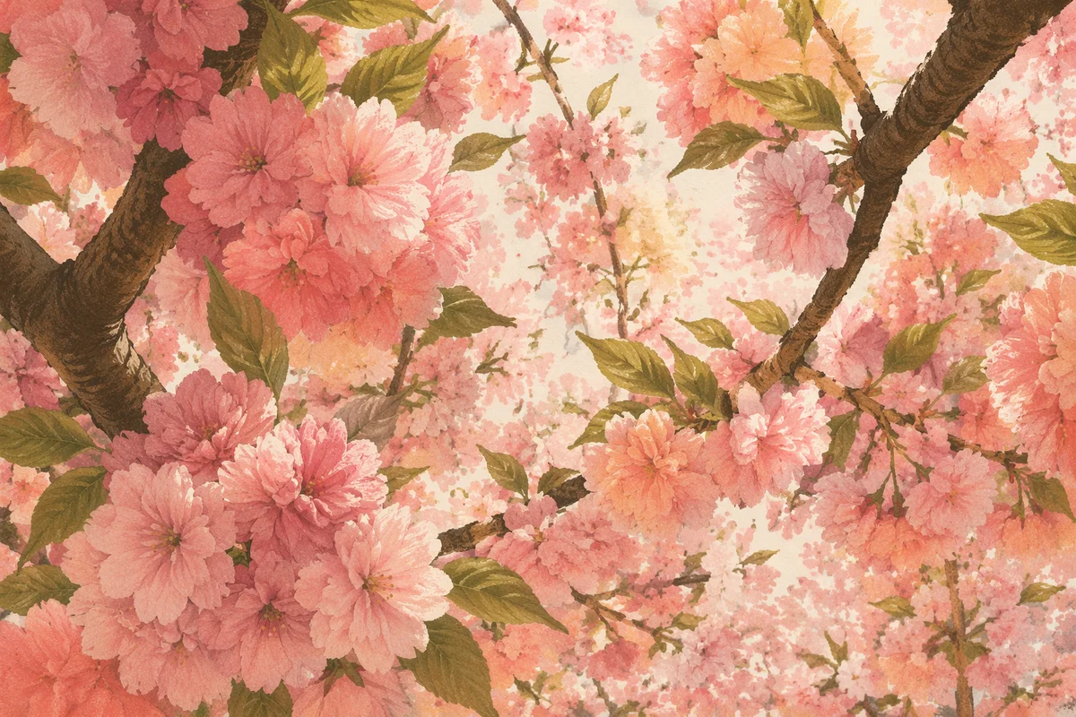 Cherry Blossom Canopy in Full Pink Bloom