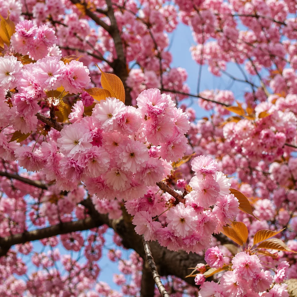 Full Bloom Cherry Blossoms in Spring Sunlight