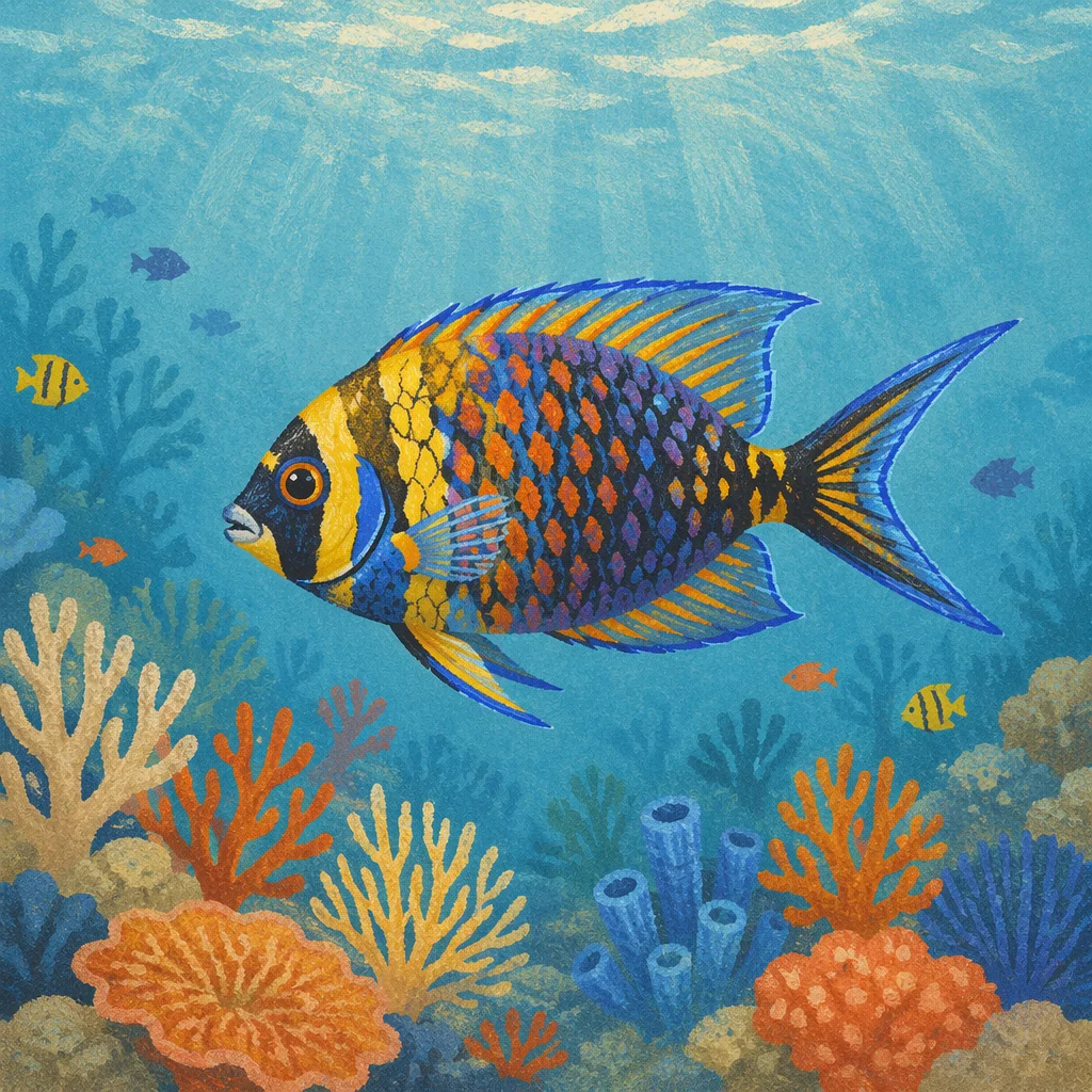 Vibrant Tropical Fish Over Coral Reef