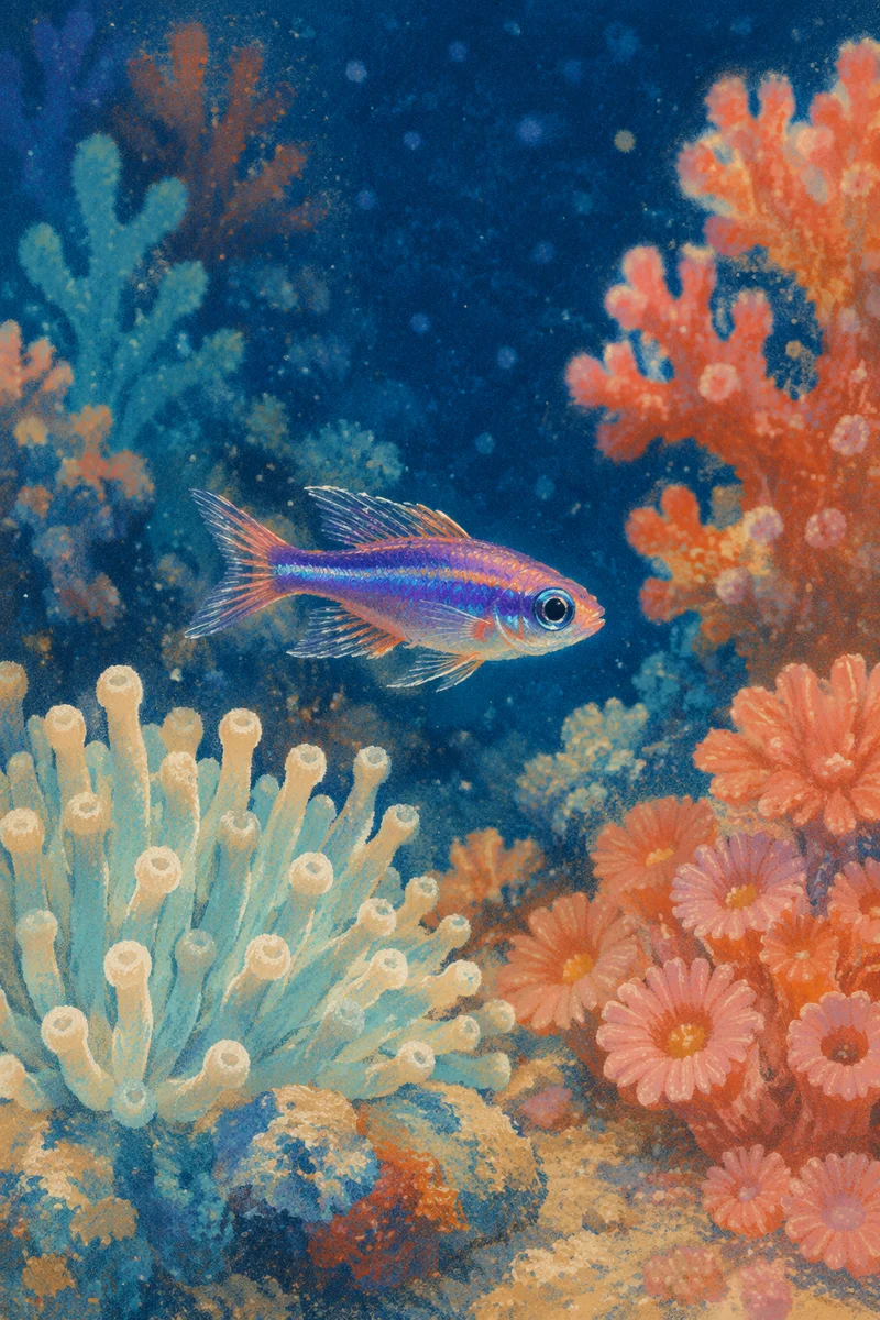 Colorful Tropical Fish Over Vibrant Coral Reef