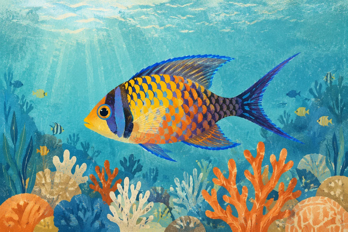 Vibrant Tropical Fish Above Coral Reef