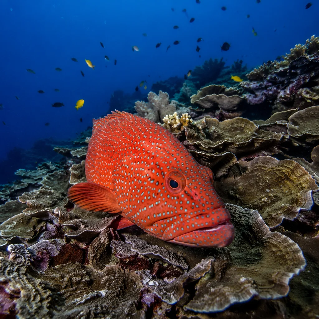 Red Reef Fish in Tropical Coral Seascape