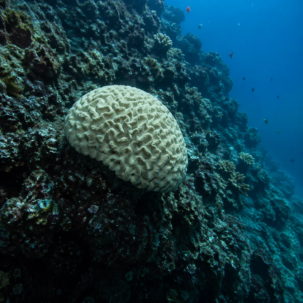 Quiet Tropical Reef with Brain Coral