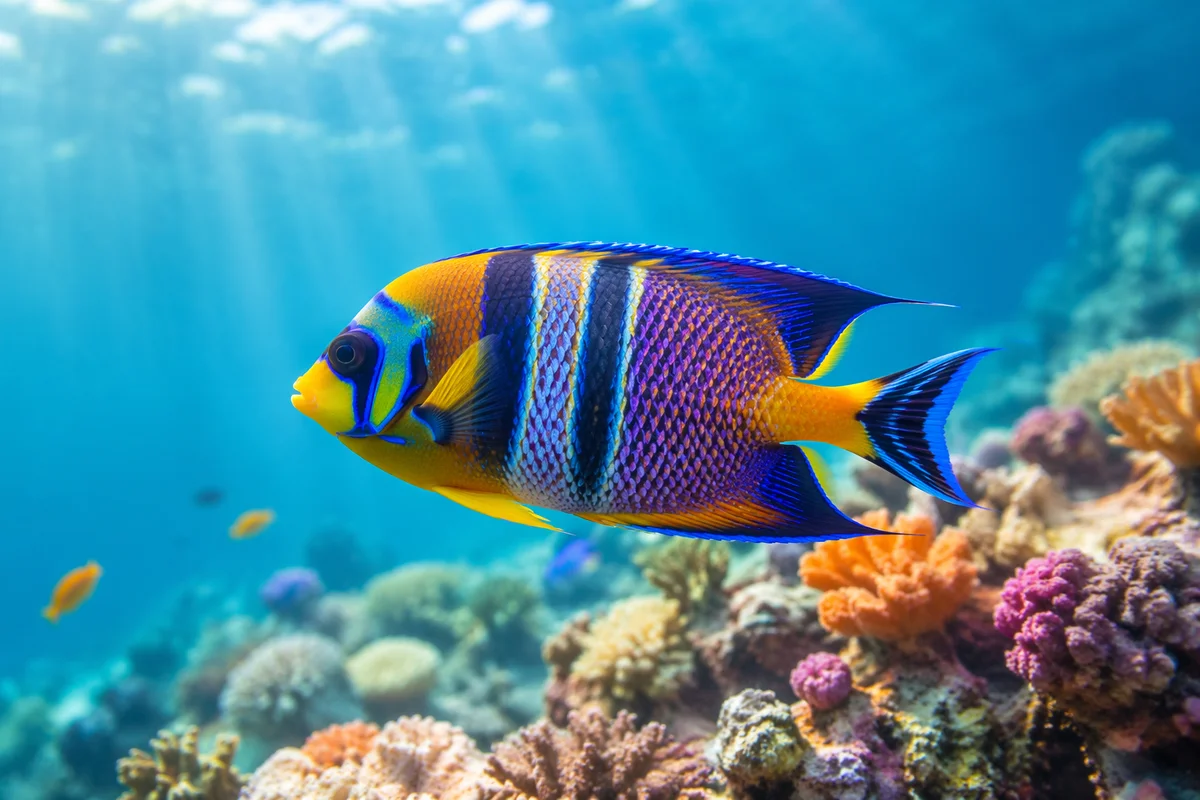 Vibrant Tropical Fish Over Coral Reef