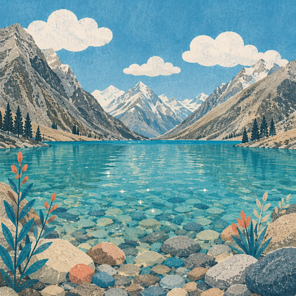 Crystal Clear Alpine Lake with Pebbled Shore
