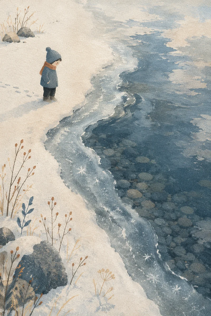 Crystal Alpine Lake Pebbles Under Winter Ice