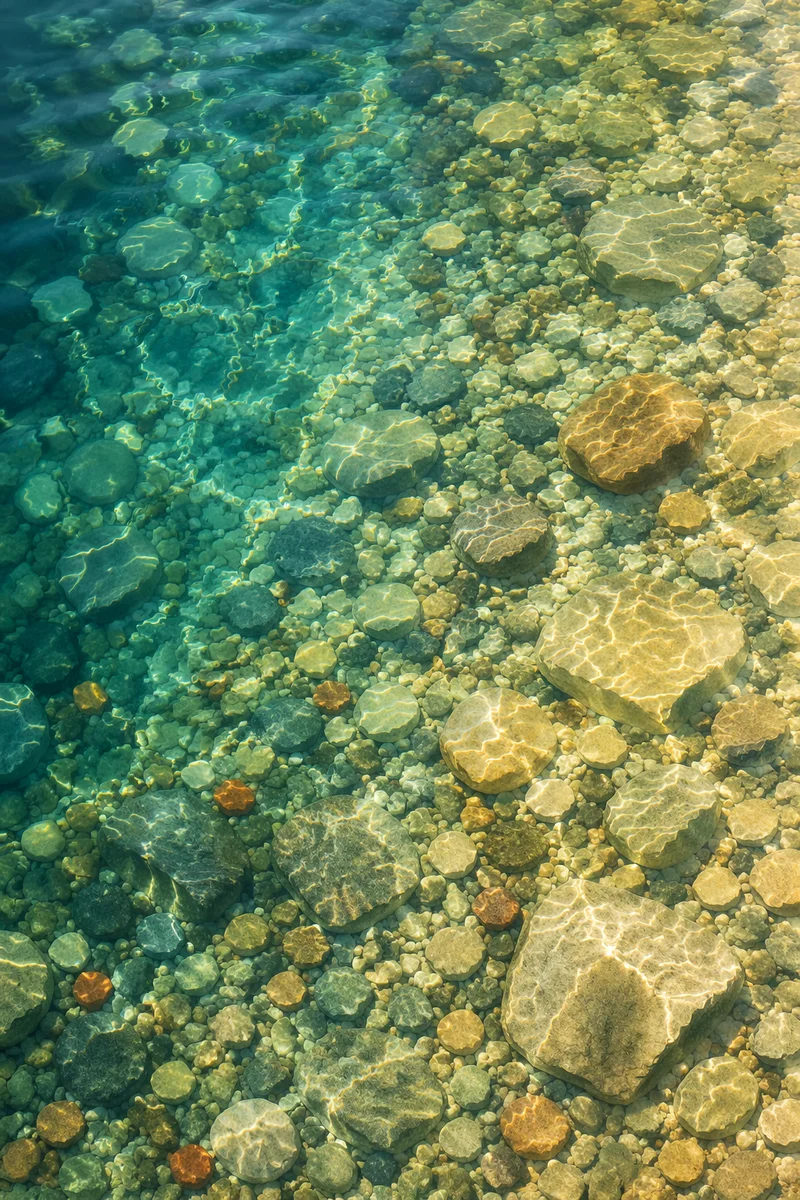 Crystal Clear Lake Pebbles Under Water