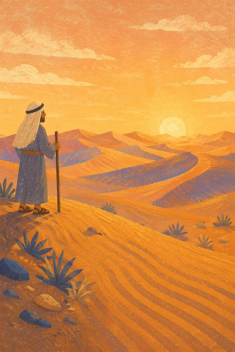 Golden Sunset Over Serene Desert Dunes