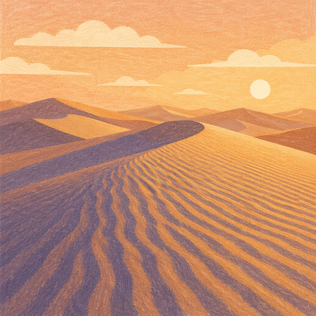 Golden Hour Desert Dune Ripple Landscape
