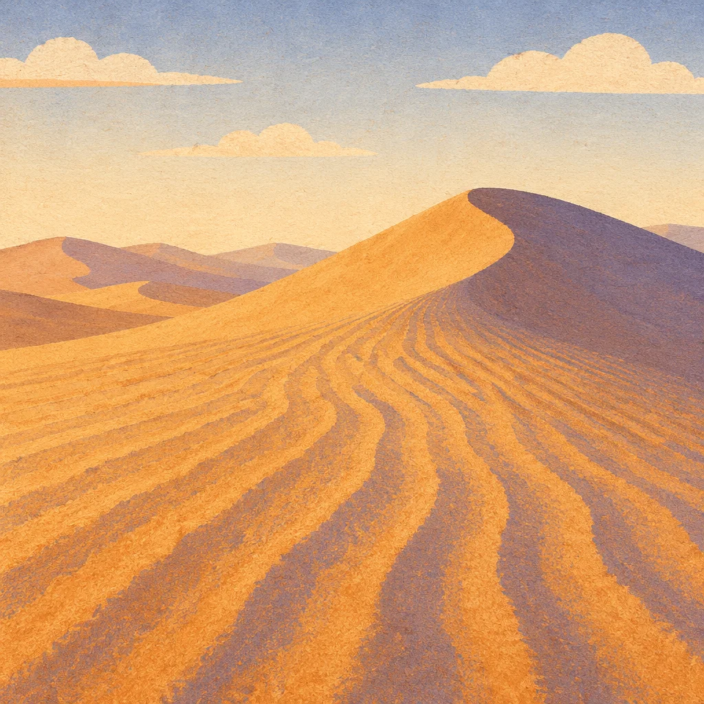 Golden Hour Desert Dune Ripple Landscape