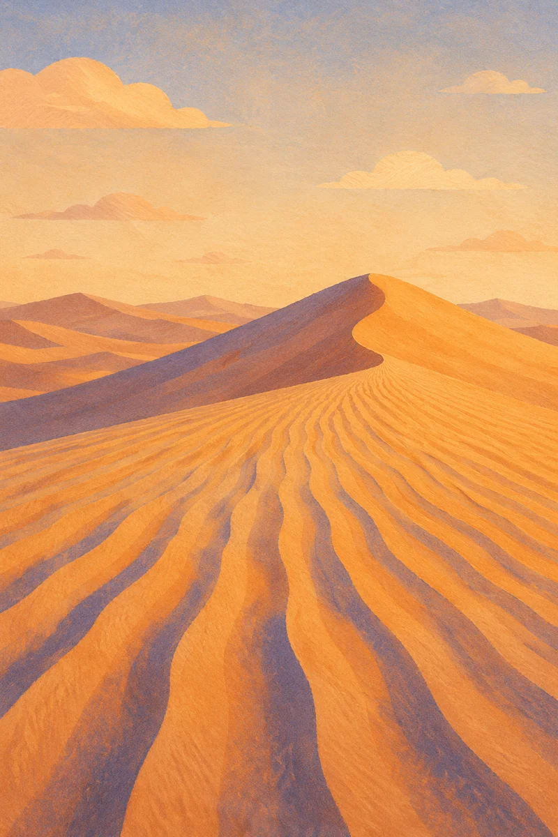 Golden Hour Desert Dune Ripple Landscape