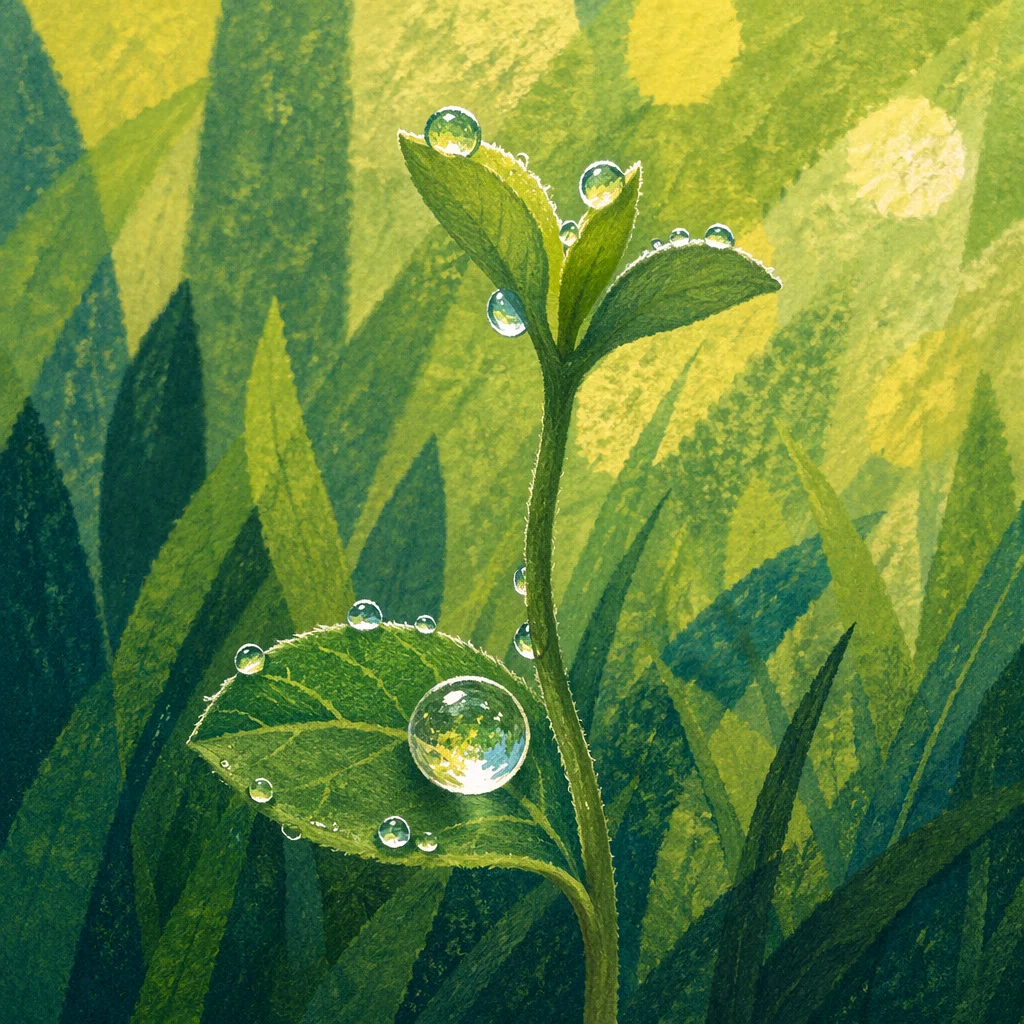 Morning Dew on Fresh Green Sprout