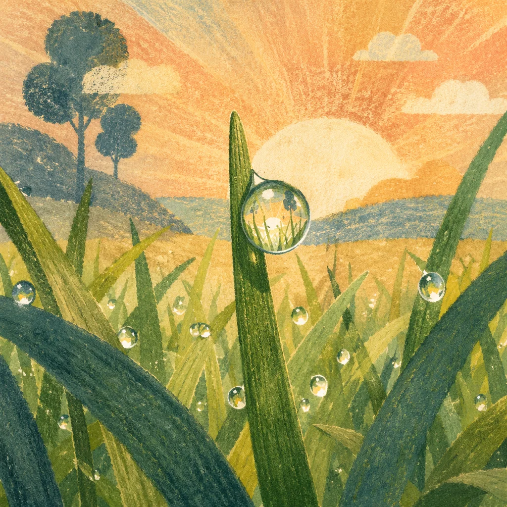 Morning Dew Drop on Fresh Grass