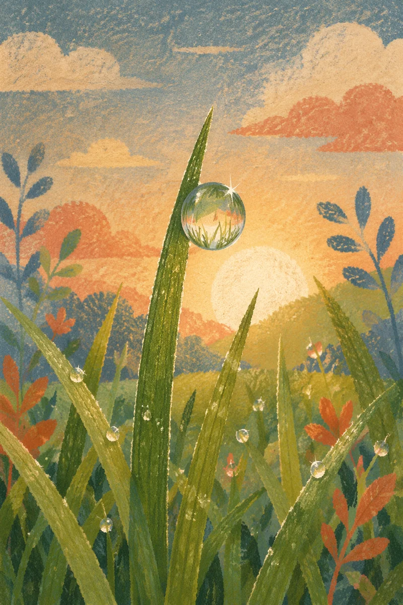 Morning Dew Drop on Fresh Grass