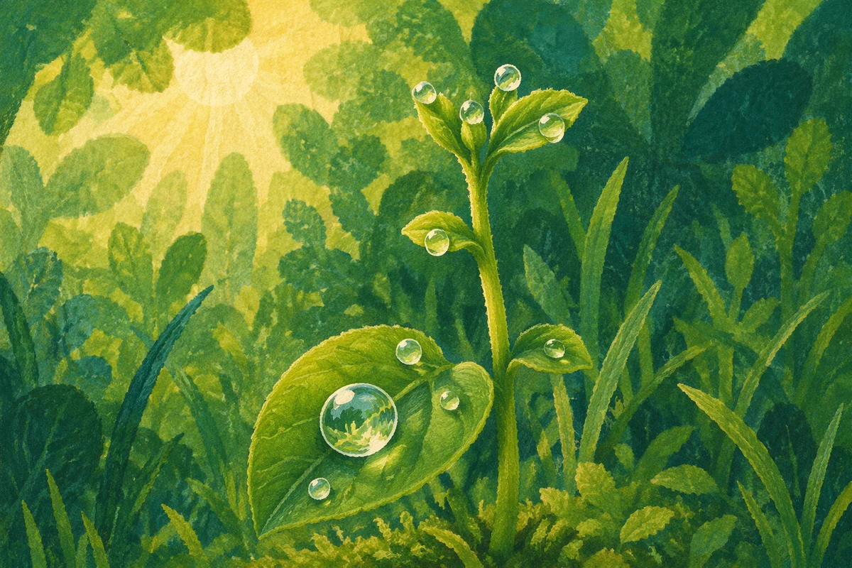 Morning Dew on Fresh Green Sprout
