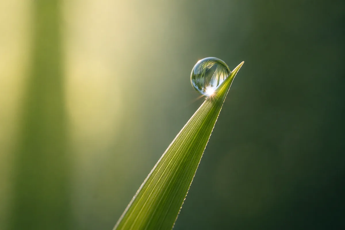 Morning Dew Drop on Fresh Grass