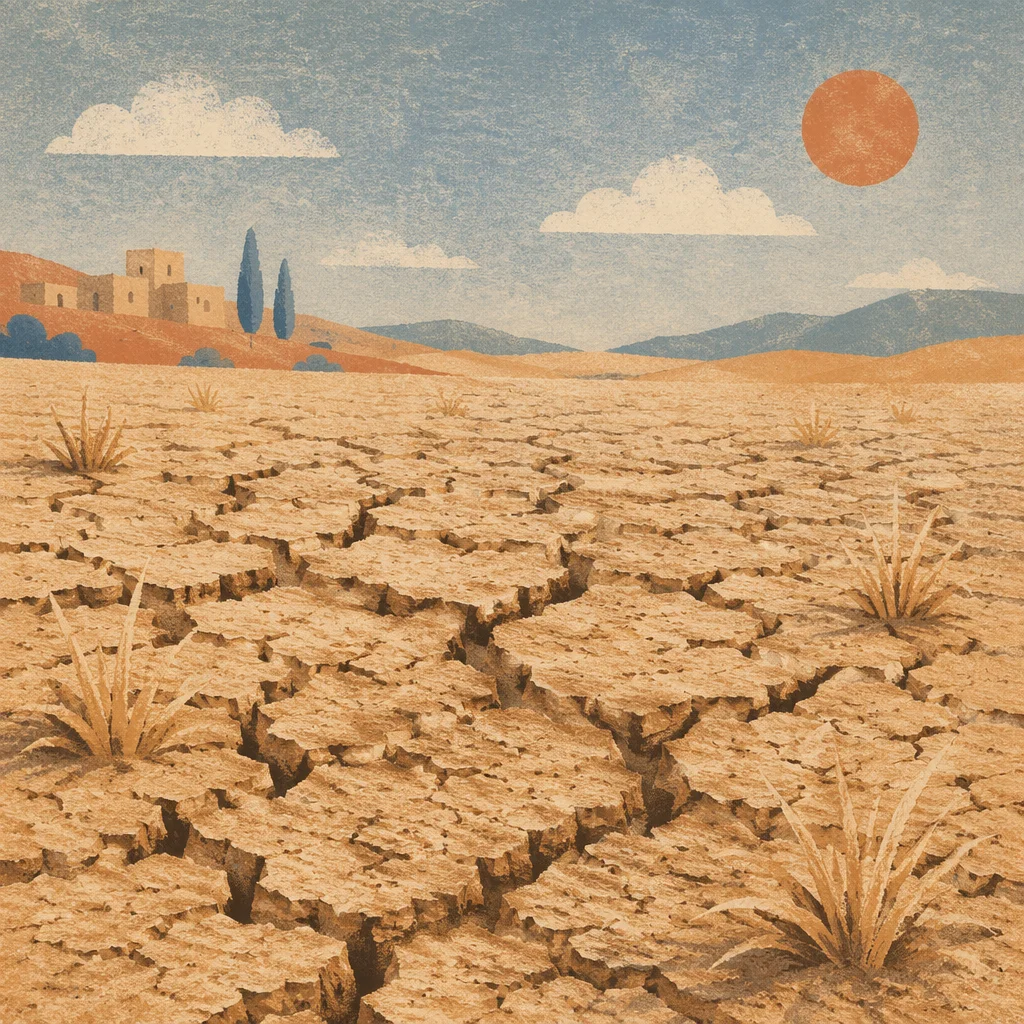 Drought Desert Plain with Cracked Earth