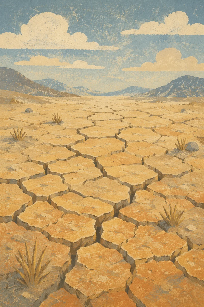 Cracked Desert Earth at Dawn Horizon