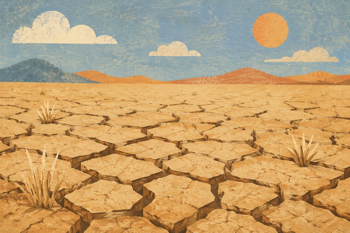 Drought Desert Plain with Cracked Earth