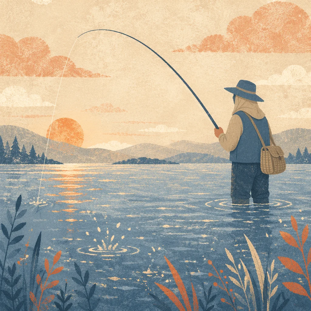 Solitary Angler at Sunrise Lake