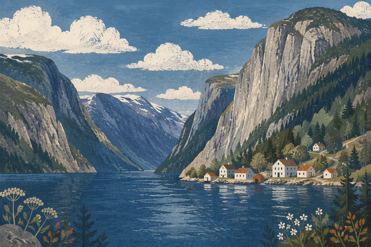 Serene Norwegian Fjord With Steep Cliffs