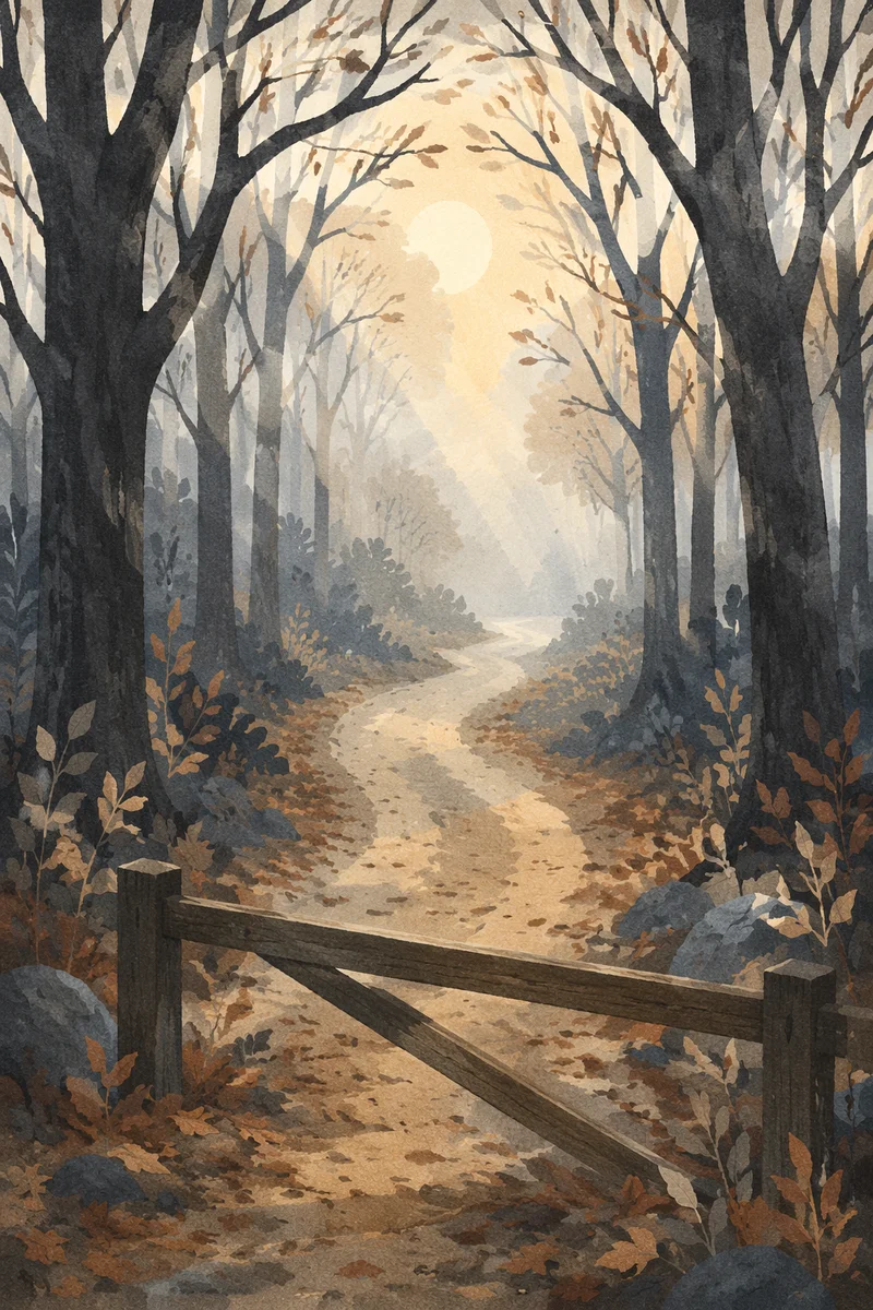 Misty Forest Road at Sunrise
