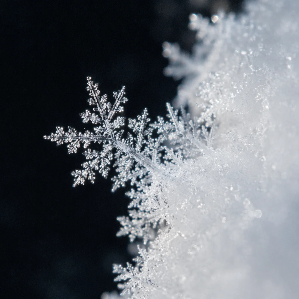 Delicate Frost Crystals in Winter Macro