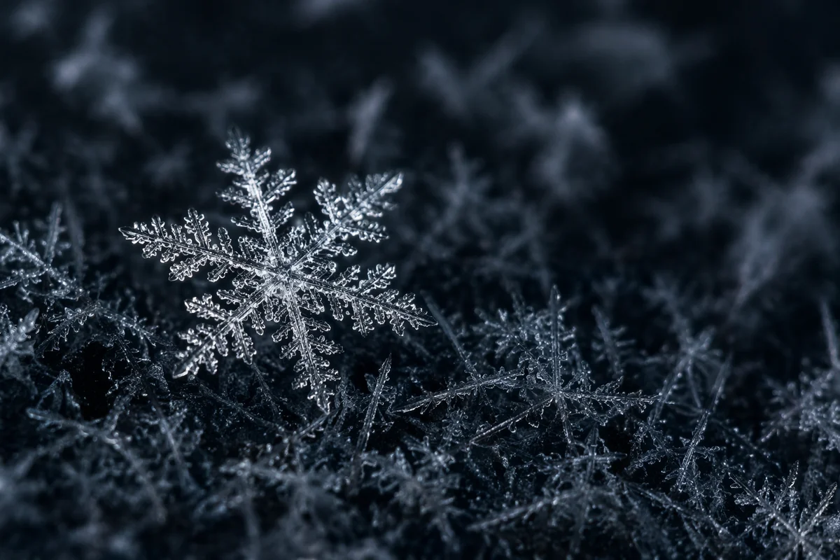 Delicate Frost Crystal Macro in Winter