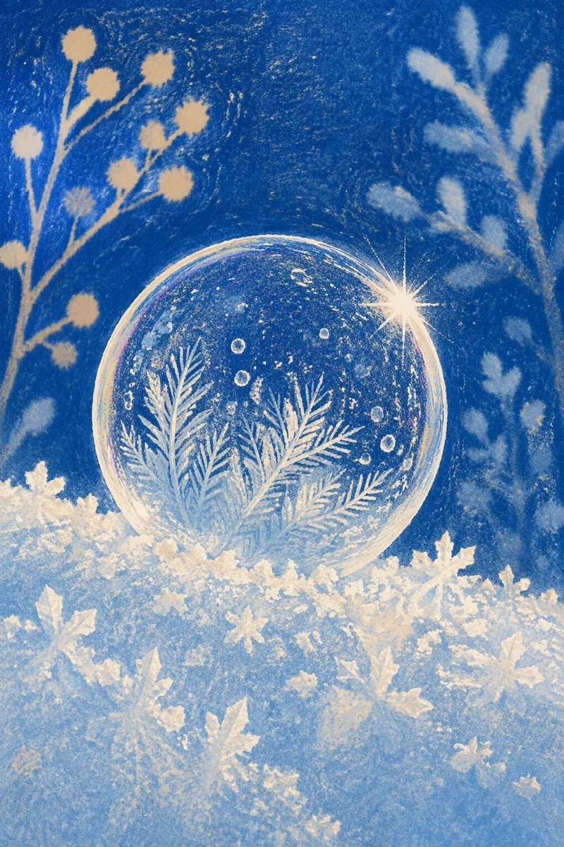 Frozen Soap Bubble on Winter Snow