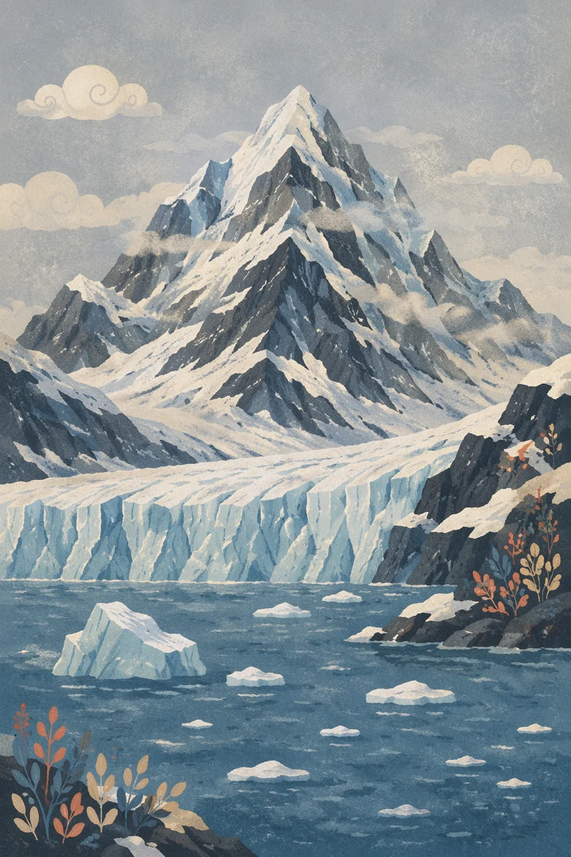 Remote Glacier Blue Polar Mountain Landscape
