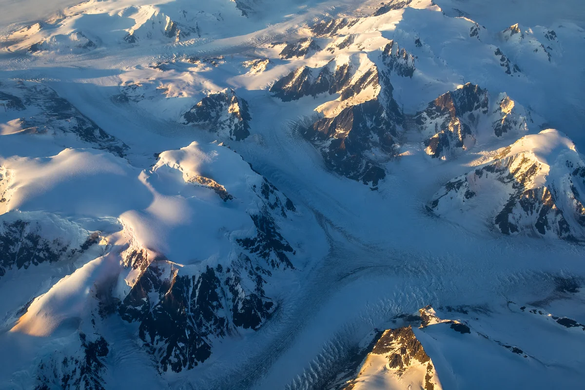 Remote Glacier Blue Mountain Aerial Landscape