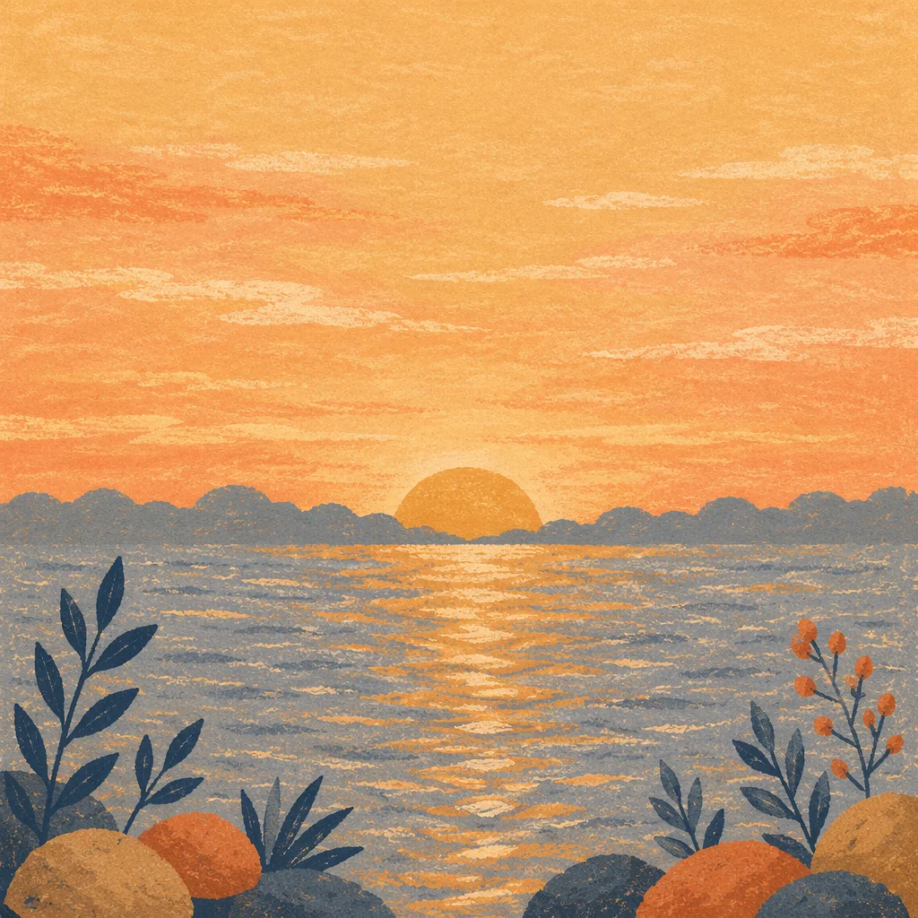 Golden Sunrise Over Peaceful Ocean Horizon
