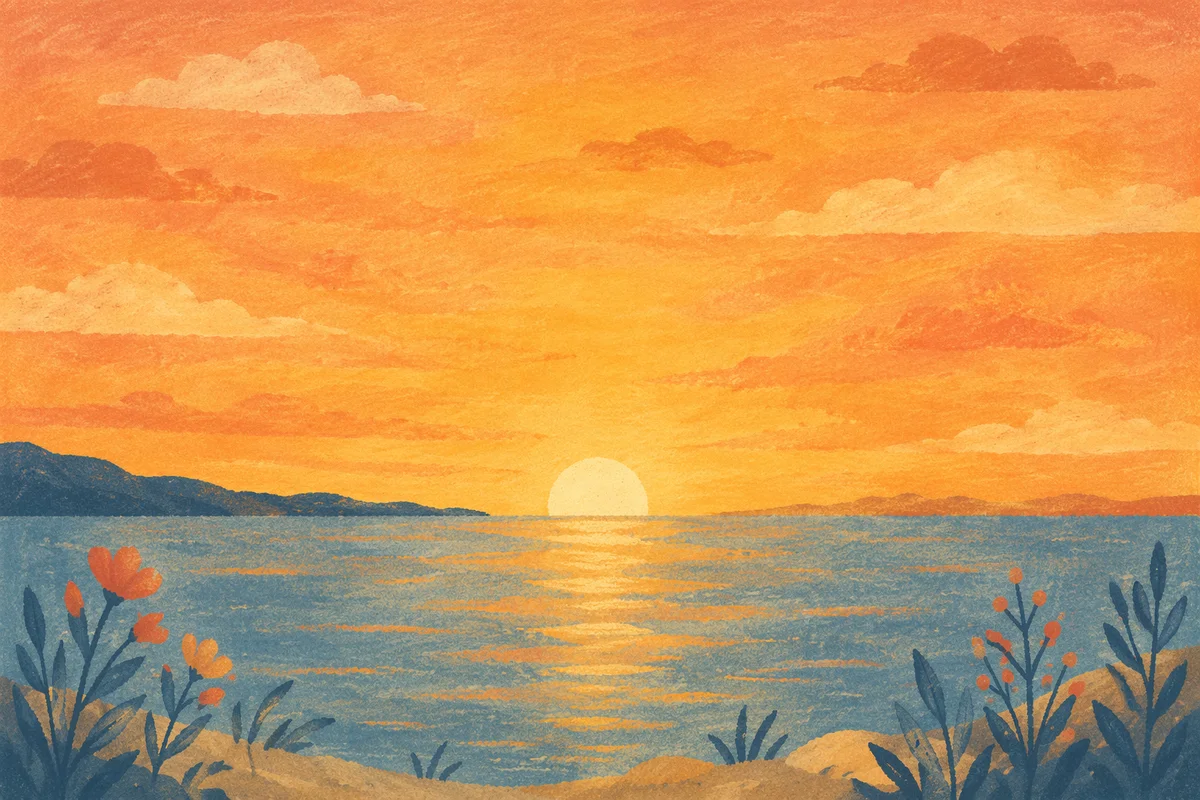 Golden Sunrise Over Calm Ocean Horizon