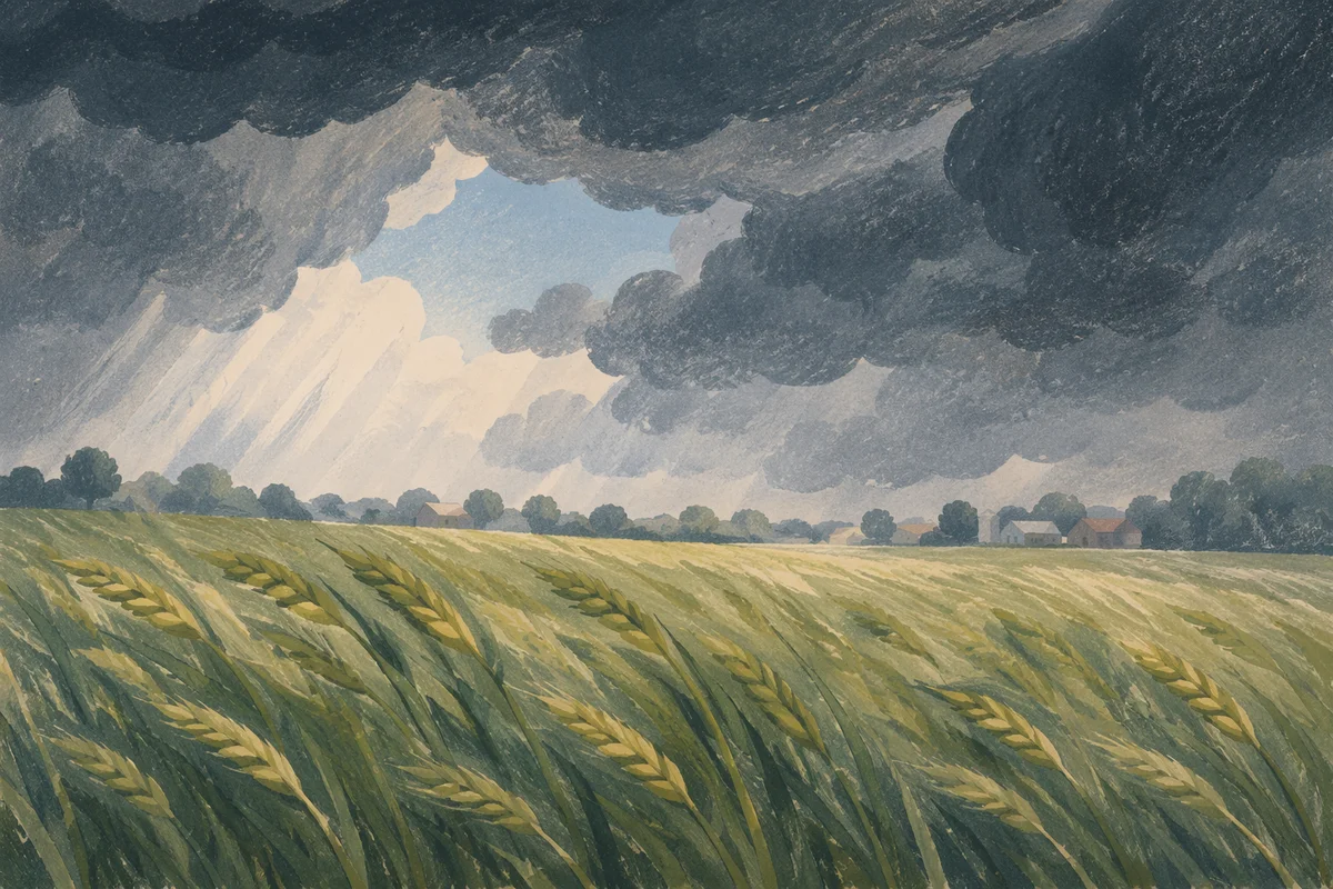 Rural Farmland Beneath Approaching Hailstorm Clouds