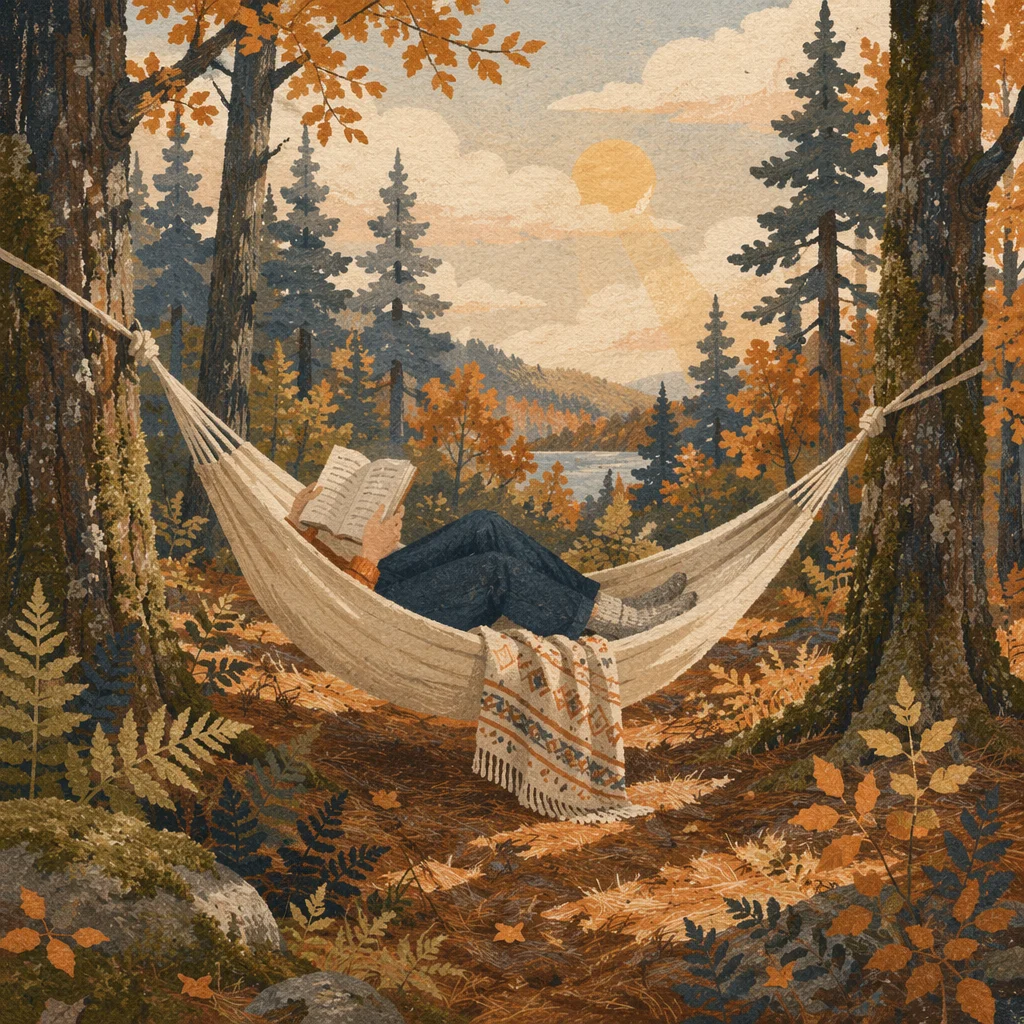 Peaceful Forest Hammock Reading Retreat