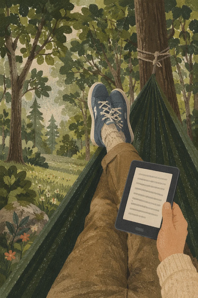 Peaceful Forest Hammock Reading View