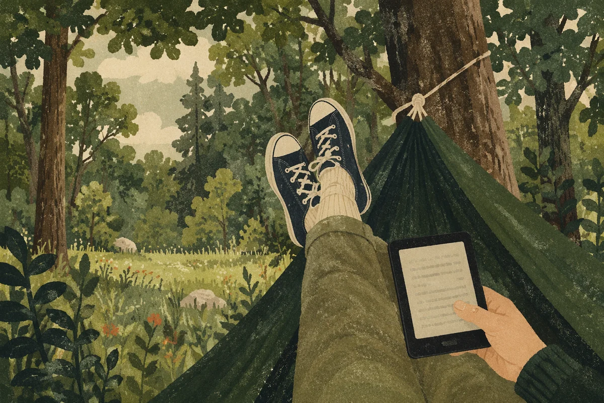 Peaceful Forest Hammock Reading Retreat