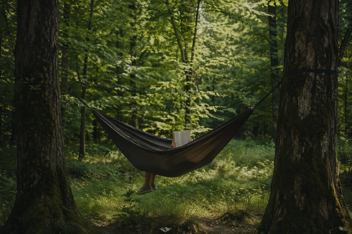 Peaceful Forest Hammock Reading Retreat